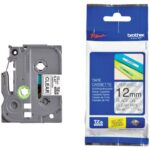 Nastro laminato per etichettarice - 12 mm x 8 mt Brother nero/trasparente