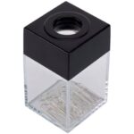 Dispenser per fermagli Q-Connect nero/trasparente quadrato 4,2x4,2x7 cm