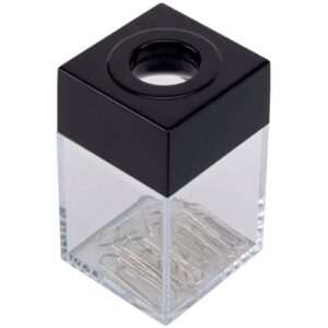 Dispenser per fermagli Q-Connect nero/trasparente quadrato 4,2x4,2x7 cm