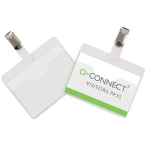 Portabadge Q-Connect plastica 90x60 mm con clip Visitor badge apertura