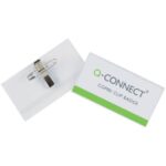 Q-Connect plastic badge holder with clip and pin 75x40 mm