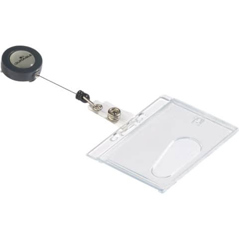 Portabadge Durable Chiuso con chiocciola yo-yo 1 tessera conf. 10 pz 54x87 mm