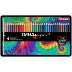 Stabilo aquacolor® watercolour coloured pencils metal box assorted