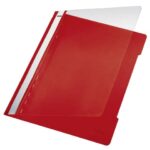 Cartellina ad aghi con clip Leitz in PVC A4 rosso