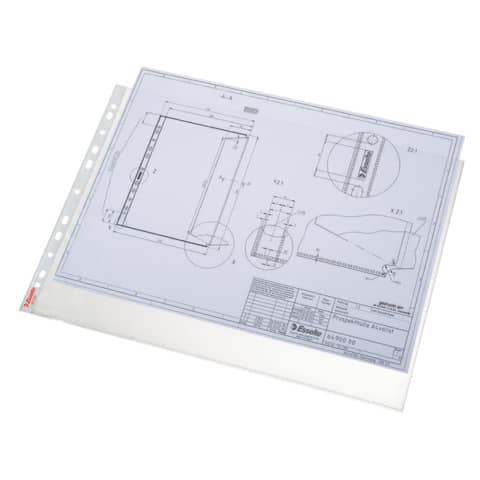 Buste a perforazione universale Esselte DELUXE goffrate antiriflesso trasparente