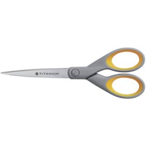Westcott Softgrip Titanium Super Symmetrical Scissors yellow/grey blade 18 cm