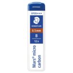 Box of 12 fine B Staedtler Mars Micro Carbon 250 0.5 mm mines -