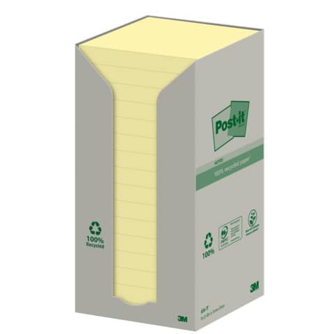 Foglietti Post-it® Notes Giallo Canary 76x76 mm carta riciclata Torre da 16