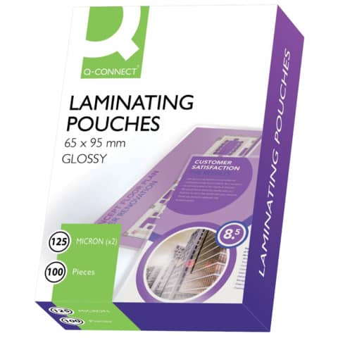 Pouches per plastificatrici Q-Connect 2x125 µm finitura lucida 65x95 mm