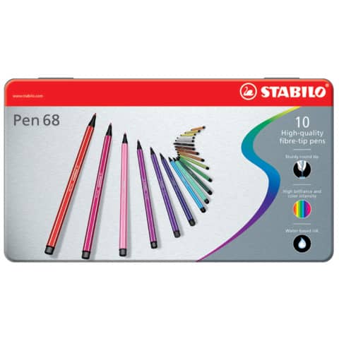 Pennarelli Stabilo Pen 68 1 mm scatola di metallo assortiti