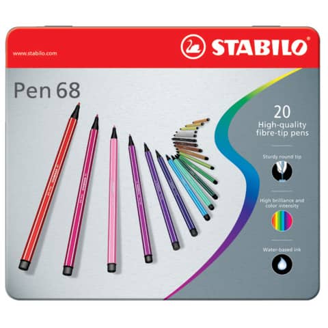 Pennarelli Stabilo Pen 68 1 mm scatola di metallo assortiti