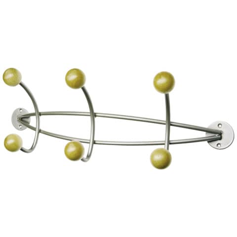 Appendiabiti da muro - 6 pomelli Alco argento/legno