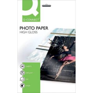 Carta fotografica Inkjet Q-Connect A4 bianco 260 g/m² lucida
