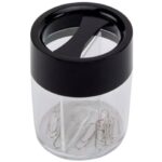Q-Connect clip dispenser black/transparent round 6x6x7.2 cm
