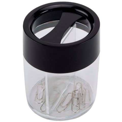 Q-Connect clip dispenser black/transparent round 6x6x7.2 cm