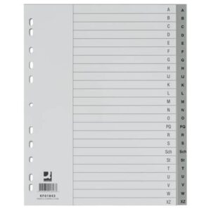Divisori alfabetici Q-Connect A-Z 24,5x29,7 cm grigio 24 pagine