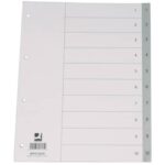 Divisore numerico Q-Connect grigio 22,5x29,7 cm ppl 1-10