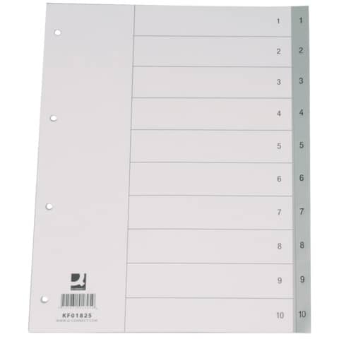 Divisore numerico Q-Connect grigio 22,5x29,7 cm ppl 1-10