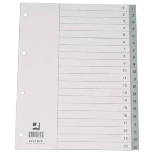 Divisore numerico Q-Connect grigio 22,5x29,7 cm ppl 1-20