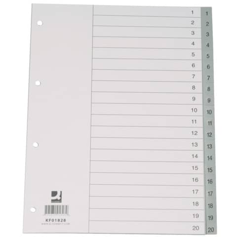 Divisore numerico Q-Connect grigio 22,5x29,7 cm ppl 1-20