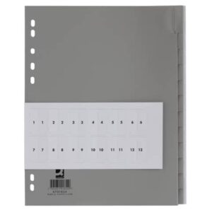 Divisore personalizzabile Q-Connect grigio 24,5x29,7 cm ppl 12 pagine