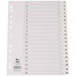 Divisore numerico Q-Connect bianco 22,5x29,7 cm ppl 1-20