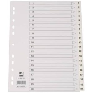 Divisore numerico Q-Connect bianco 22,5x29,7 cm ppl 1-20