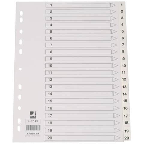 Divisore numerico Q-Connect bianco 22,5x29,7 cm ppl 1-20