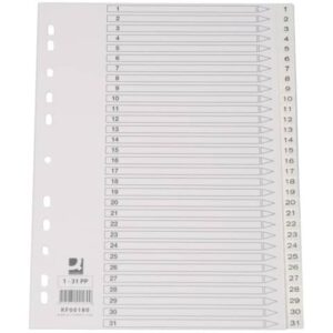 Divisore numerico Q-Connect bianco 22,5x29,7 cm ppl 1-31