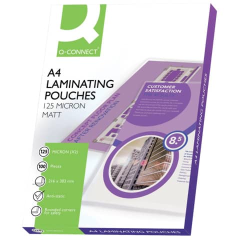 Pouches per plastificatrici Q-Connect 2x125 µm finitura opaca A4