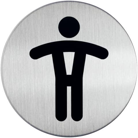 DURABLE adhesive pictogram Ø 83 mm brushed stainless steel silver