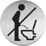 Adhesive pictogram "Please sit" DURABLE silver metallic Ø 83 mm