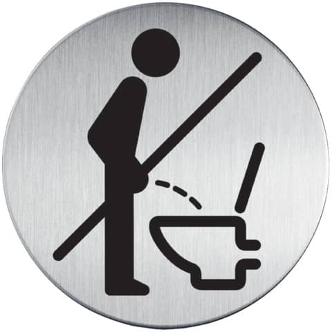 Adhesive pictogram "Please sit" DURABLE silver metallic Ø 83 mm