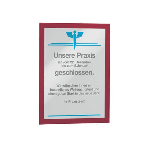 Frames with magnetic panel DURABLE DURAFRAME® A4 red 236x323mm