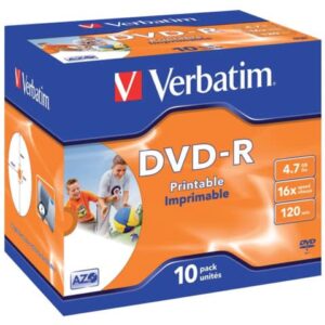 DVD-R Verbatim standard stampabile 4.7 GB - Velocità 16x Jewel Case
