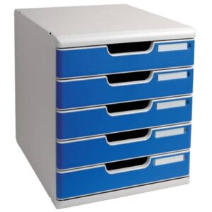 Cassettiera Exacompta MODULO Classic 5 cassetti 28,8x35x32 cm grigio/blu