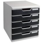 Cassettiera Exacompta MODULO Classic 5 cassetti 28,8x35x32 cm grigio/nero