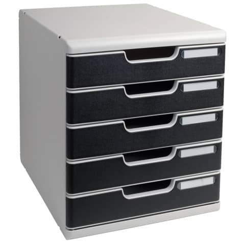 Cassettiera Exacompta MODULO Classic 5 cassetti 28,8x35x32 cm grigio/nero