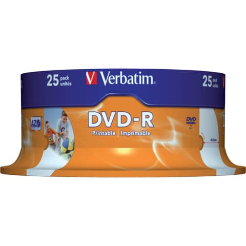 DVD-R Wide Stampabile Verbatim 4.7 GB Spindle Case
