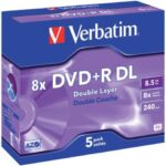 DVD+R Double Layer Verbatim Jewel case 8.5 GB - velocità 8x