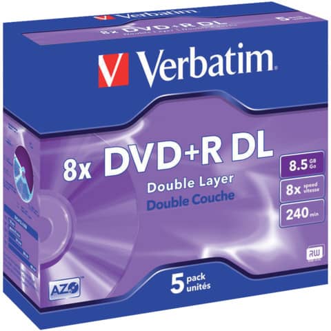 DVD+R Double Layer Verbatim Jewel case 8.5 GB - velocità 8x