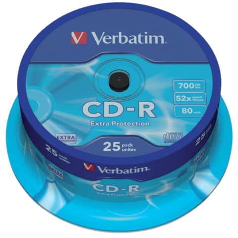 CD-R Extra Protection Verbatim 700 MB 52x Spindle Case