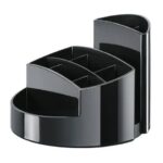 RONDO HAN polystyrene pen holder with 9 compartments black 14x14x10.9 cm