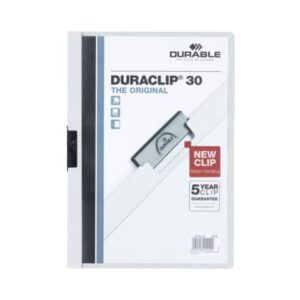 Cartellina con clip Durable DURACLIP® A4 bianco - dorso 3 mm - capacità 30 fogli