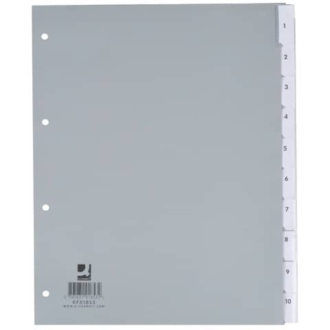 Divisore personalizzabile Q-Connect grigio 24,5x29,7 cm ppl 10 pagine