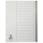 Divisore numerico Q-Connect grigio 22,5x29,7 cm ppl 1-15