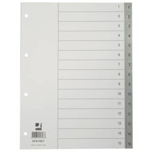 Divisore numerico Q-Connect grigio 22,5x29,7 cm ppl 1-15