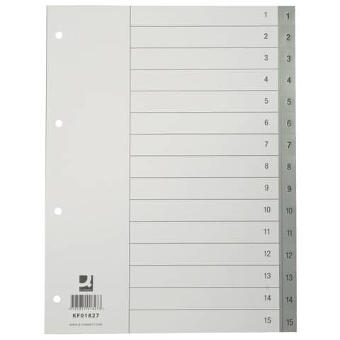 Divisore numerico Q-Connect grigio 22,5x29,7 cm ppl 1-15