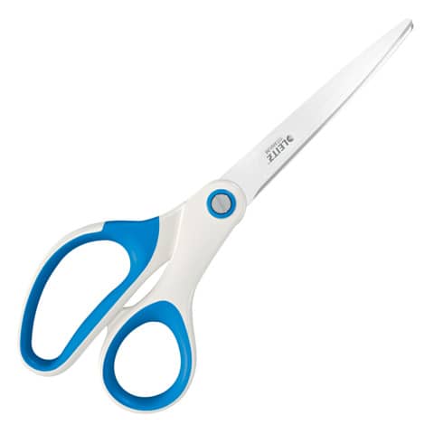 Forbici da ufficio Leitz WOW asimmetrica acciaio inox rivestito in titanio blu