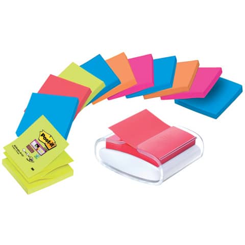 Dispenser ricaricabile trasparente PRO per Post-it® Z-Notes + 12 blocc. 76x76mm